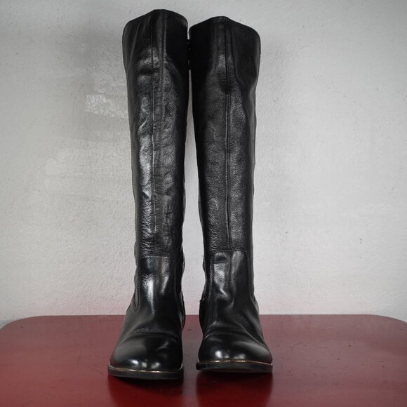 Women's Aldo Black Leather Knee High Low Heel Long Fashion Riding Boots 6 - Picture 2 of 10